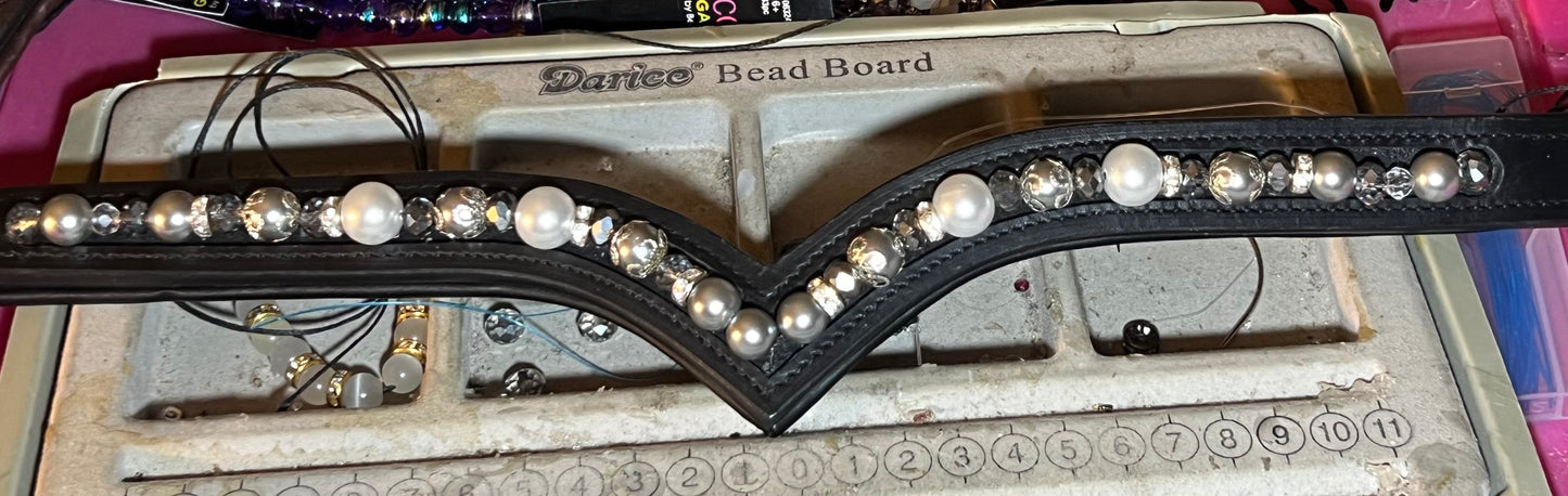 Silver & Pearls Beaded Browband