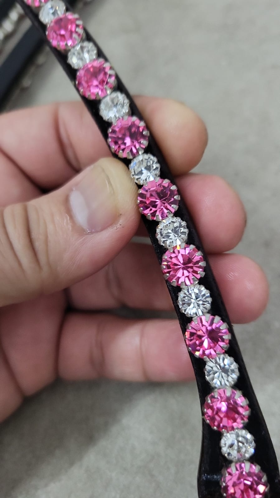 Rose Pink & Clear Rhinestone Browbands