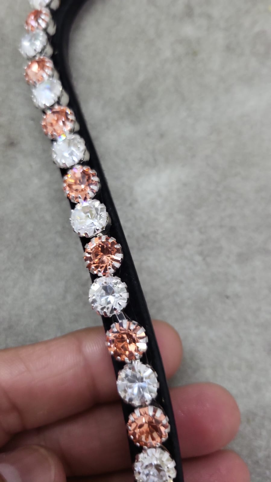 Apricot &  Crystal Clear Preciosa Rhinestone Browband