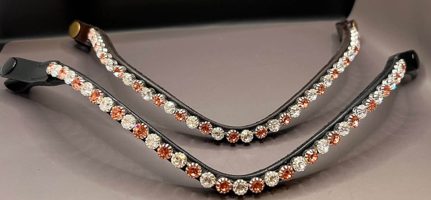 Apricot &  Crystal Clear Preciosa Rhinestone Browband