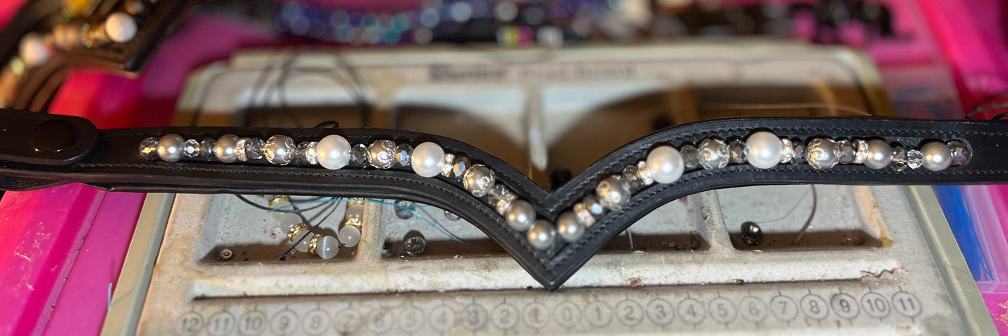 Silver & Pearls Beaded Browband