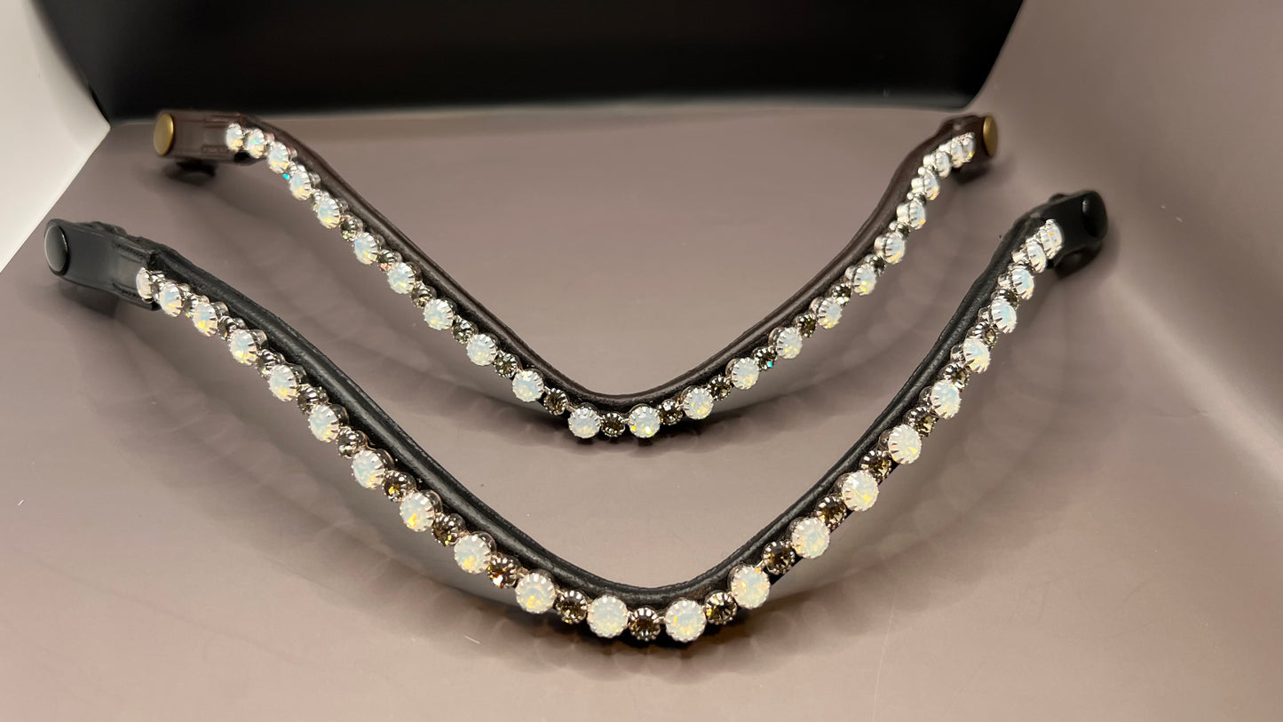 WHITE-OPAL & GREY CRYSTAL Rhinestone Browband