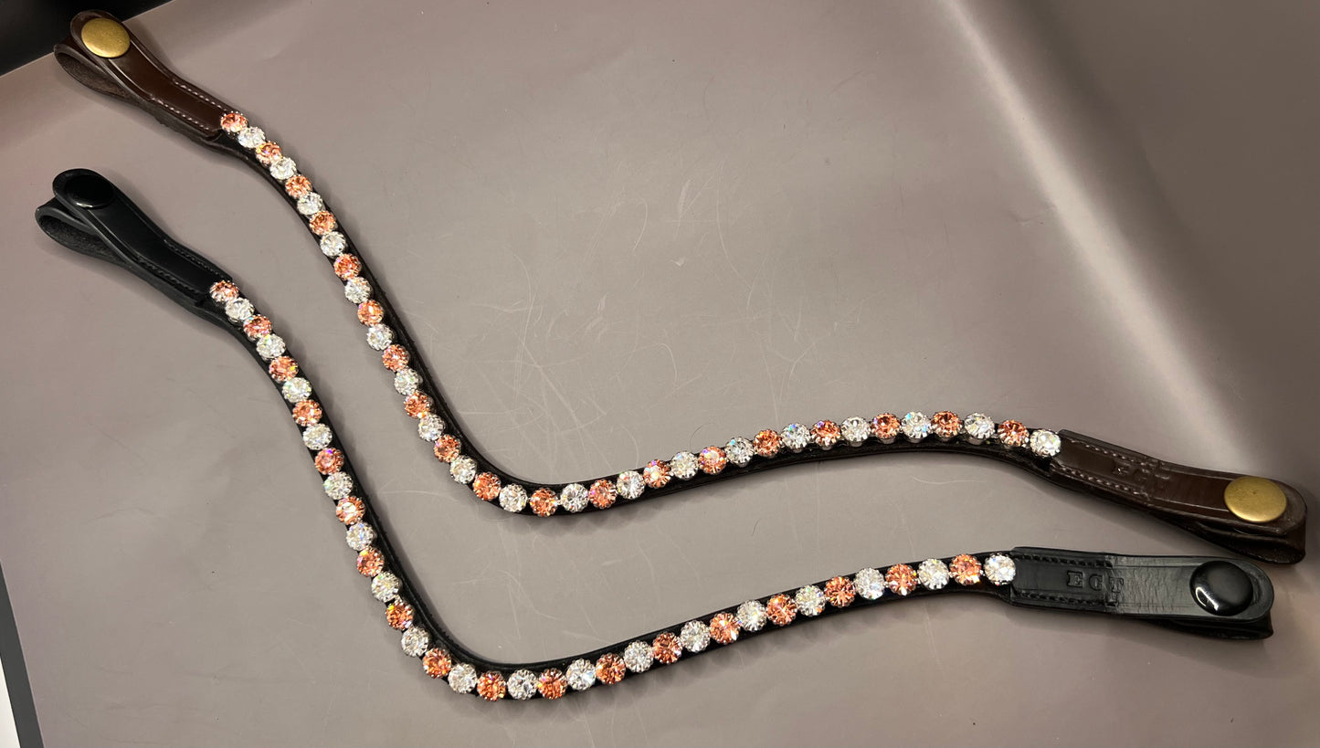 Apricot &  Crystal Clear Preciosa Rhinestone Browband