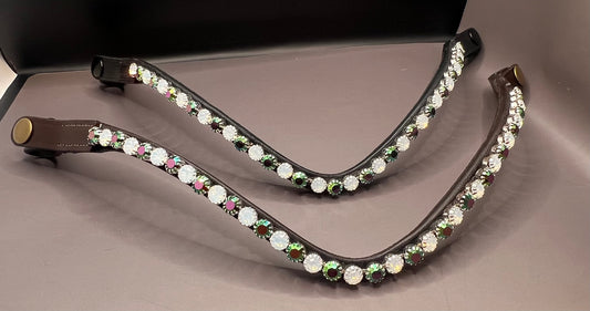 Crystal Peacock Green & White Opal Preciosa Rhinestone Browband