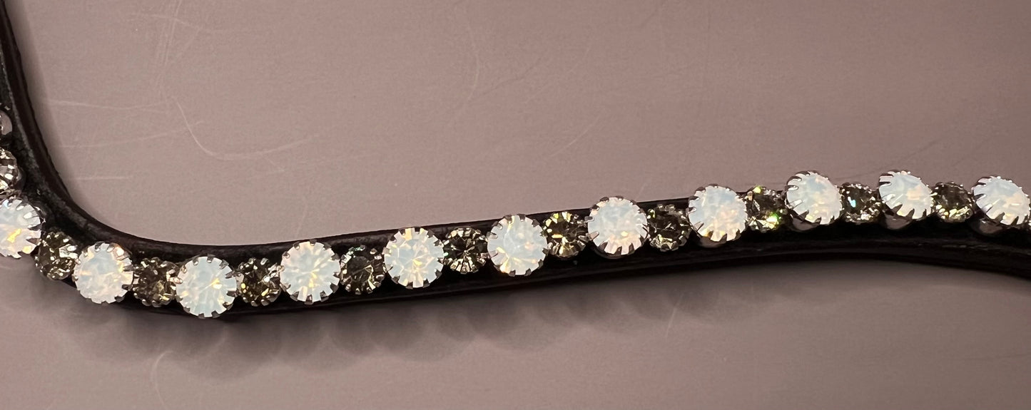 WHITE-OPAL & GREY CRYSTAL Rhinestone Browband