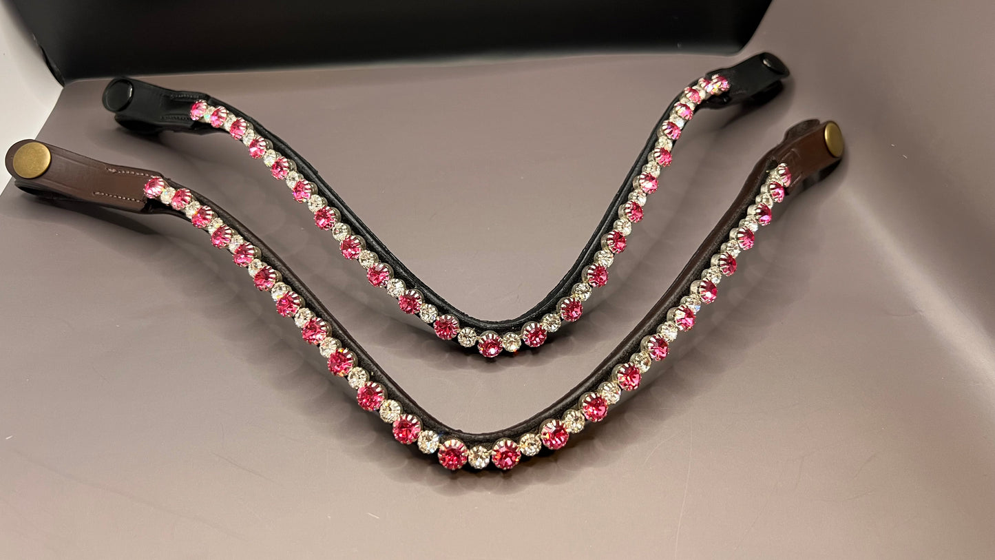 Rose Pink & Clear Rhinestone Browbands