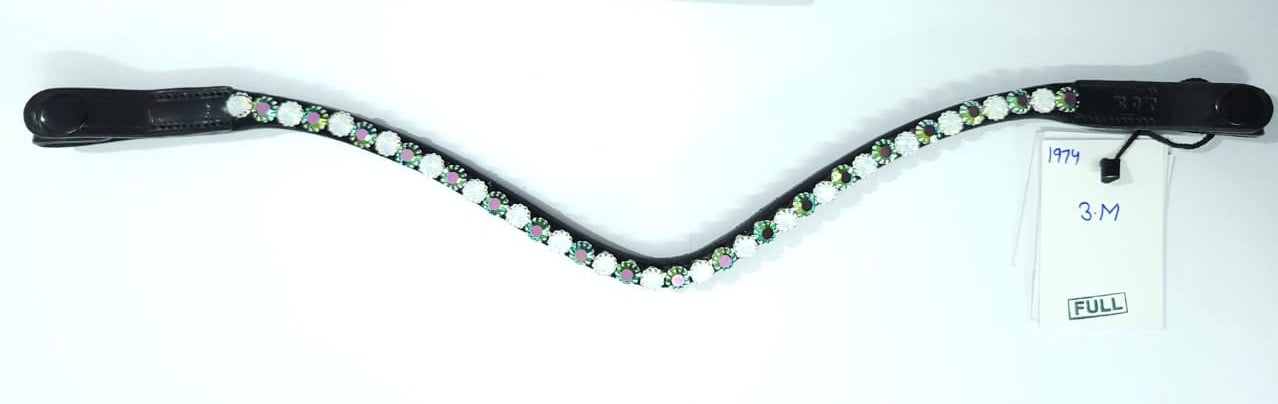 Crystal Peacock Green & White Opal Preciosa Rhinestone Browband