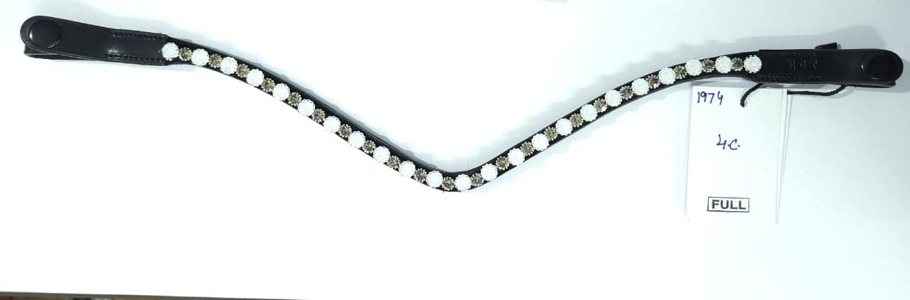 WHITE-OPAL & GREY CRYSTAL Rhinestone Browband