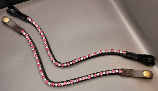 Rose Pink & Clear Rhinestone Browbands