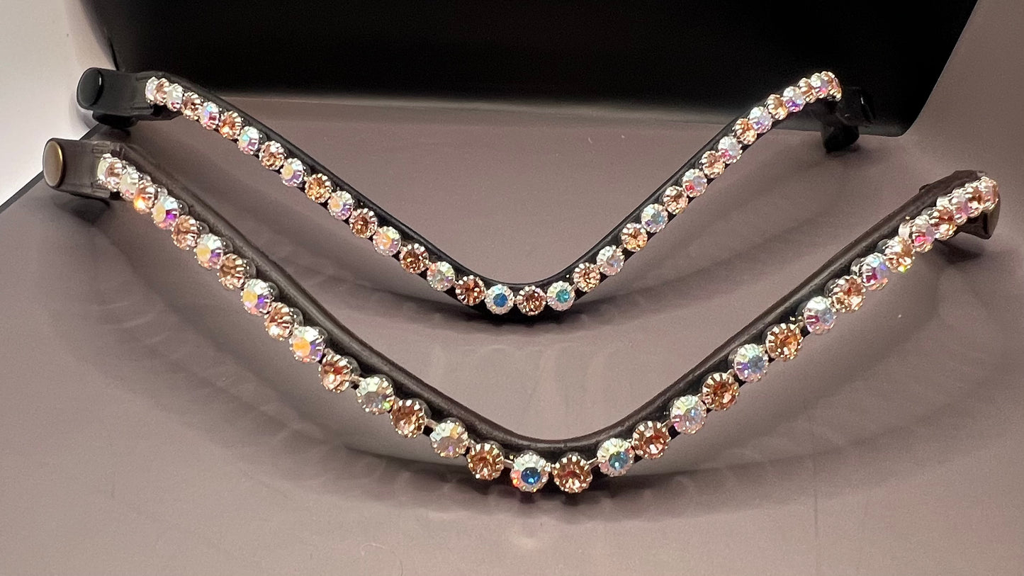 Peach & AB Crystal Preciosa Rhinestone Browband