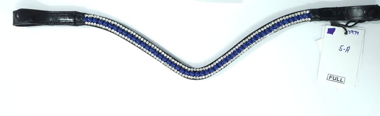 Lapis Blue Swarovski Crystal Pearls with clear Rhinestones Browband