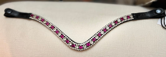 3 Row Passion Pink Rhinestone Browband