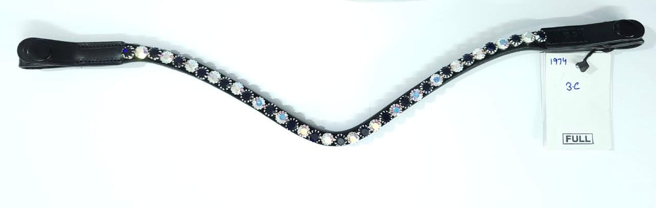 Dark Indigo Blue & AB Crystal Preciosa Rhinestone Browband