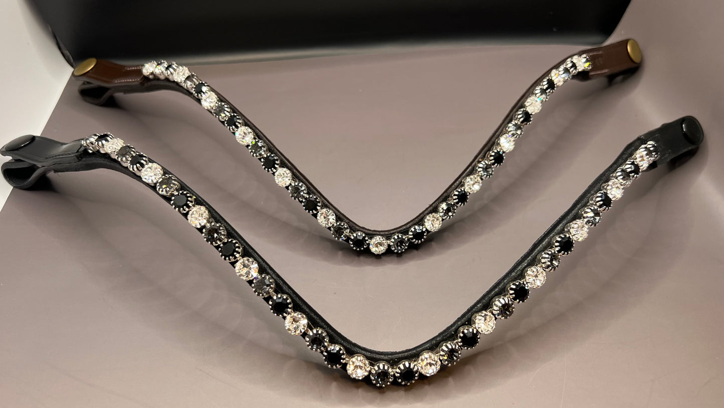 Jet Black–Crystal Clear–Crystal  NightFall Preciosa Rhinestones Browband