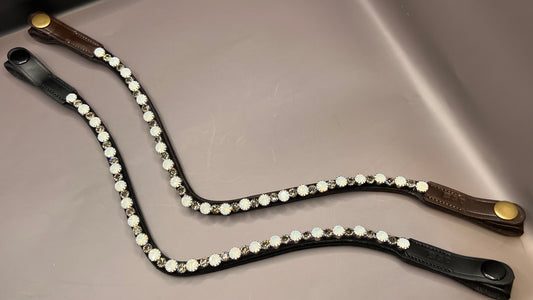 WHITE-OPAL & GREY CRYSTAL Rhinestone Browband