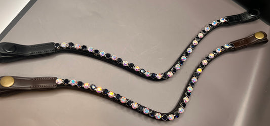 Dark Indigo Blue & AB Crystal Preciosa Rhinestone Browband