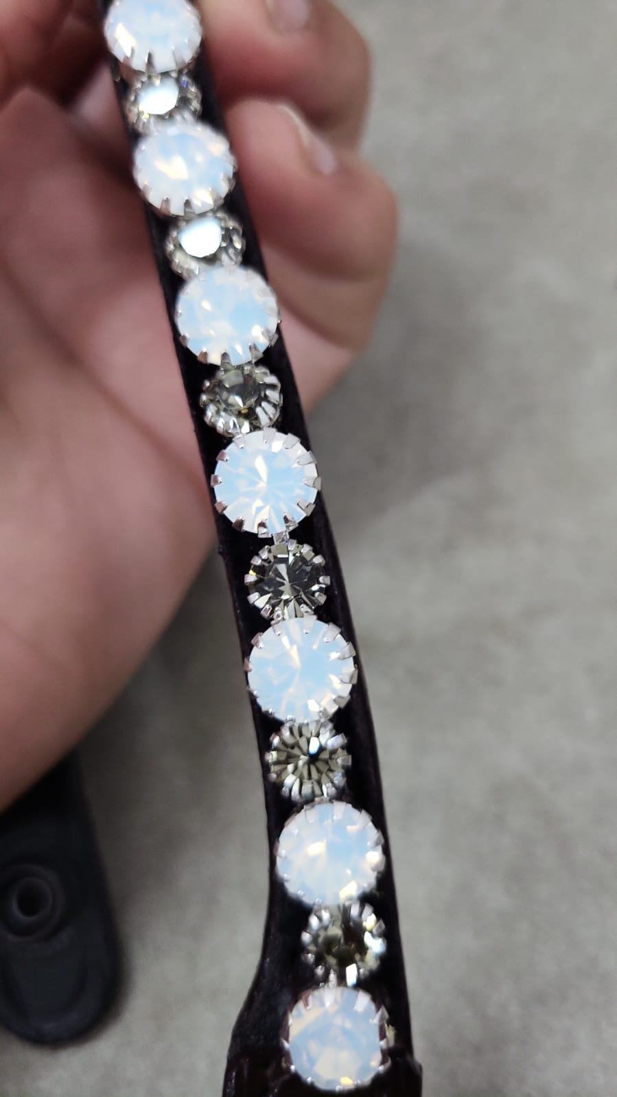 WHITE-OPAL & GREY CRYSTAL Rhinestone Browband